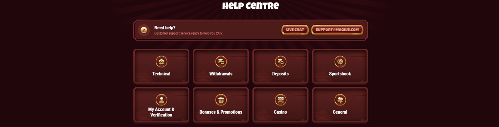 Magius Casino Help Centre