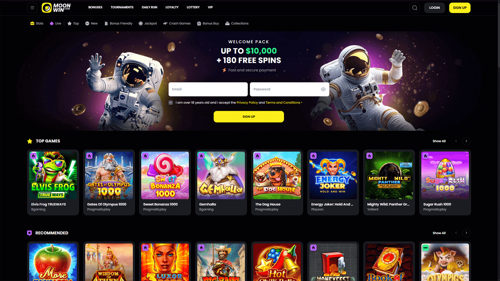MoonWin Casino Homepage Canada