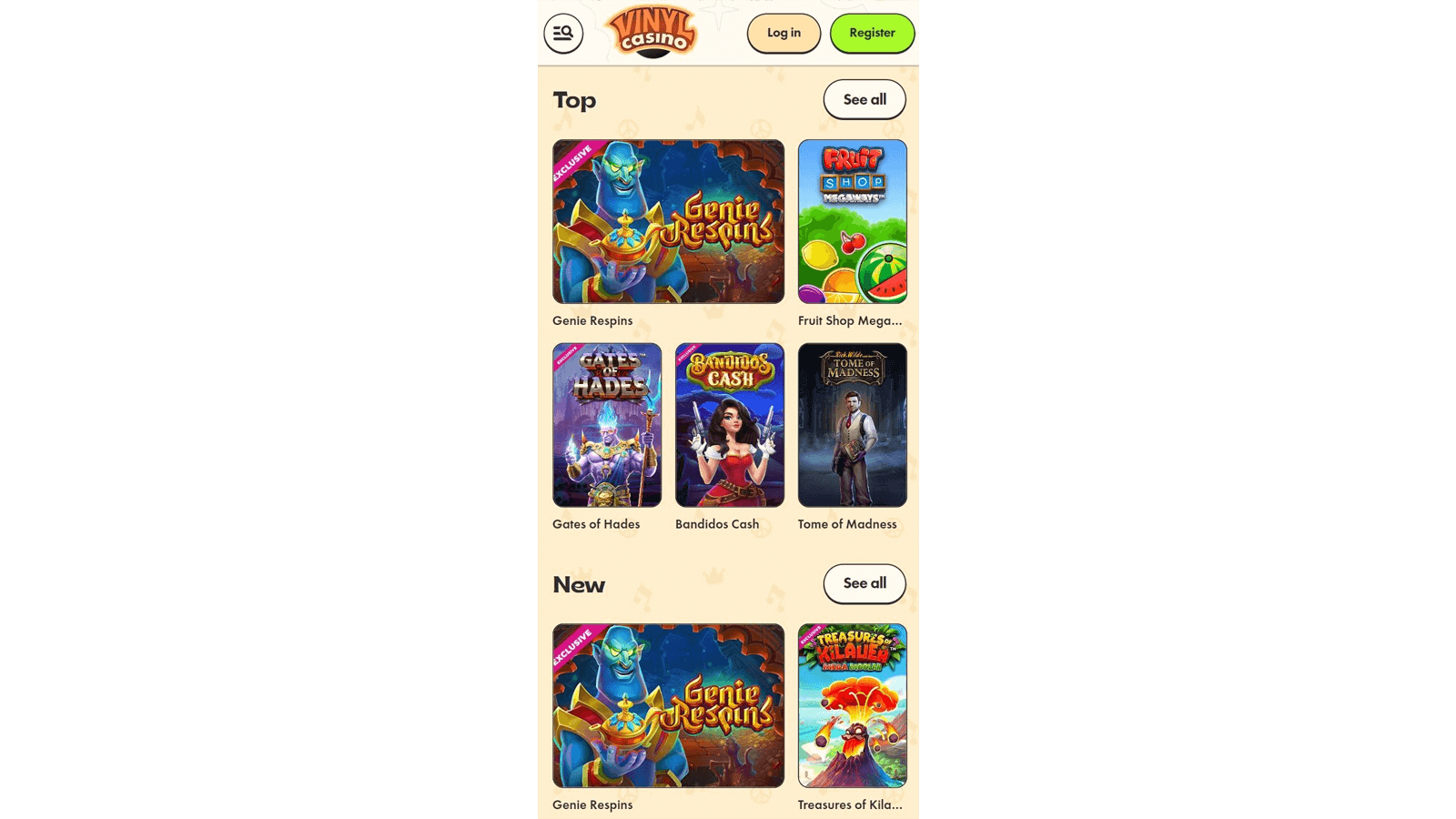 Vinyl Casino Mobile Version