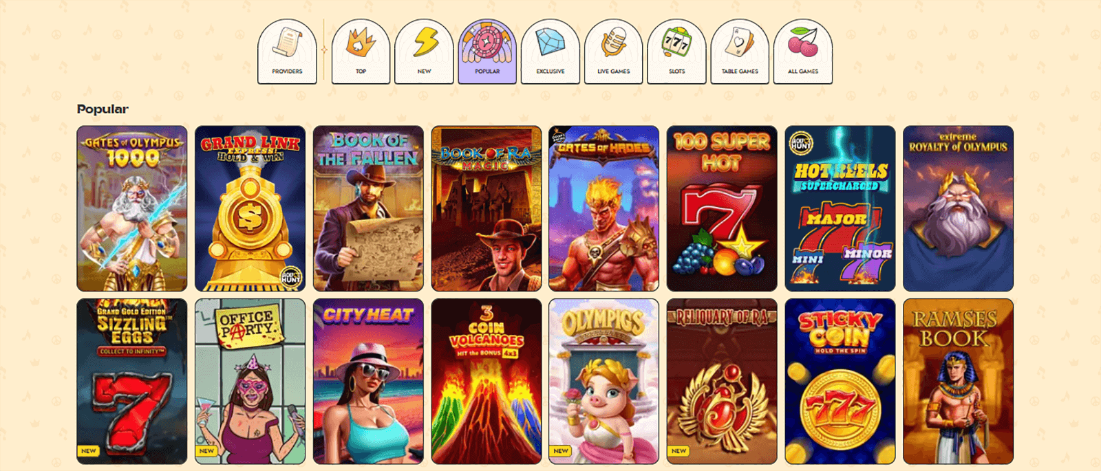 Vinyl Casino Popular Games