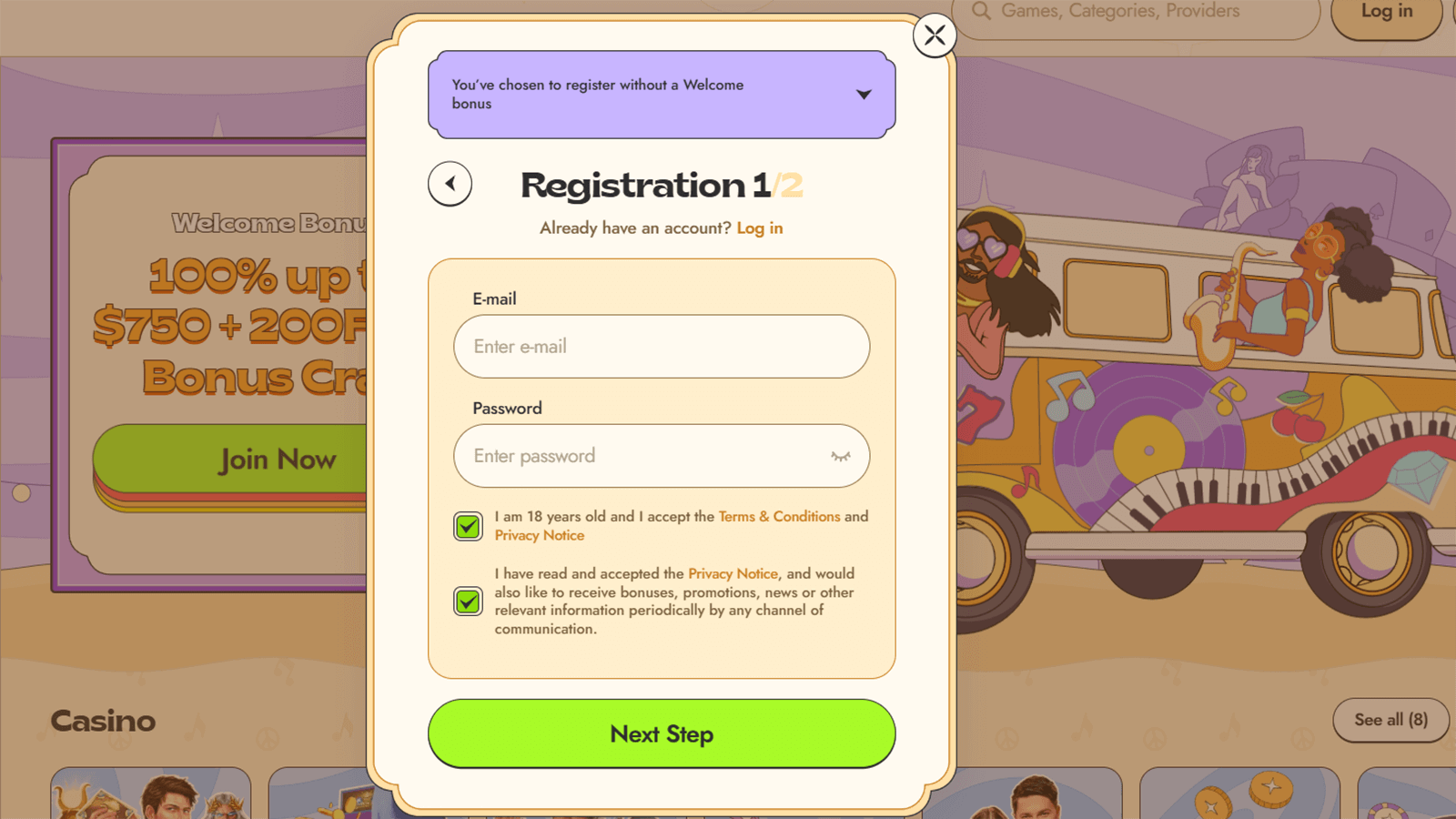 Vinyl Casino Registration