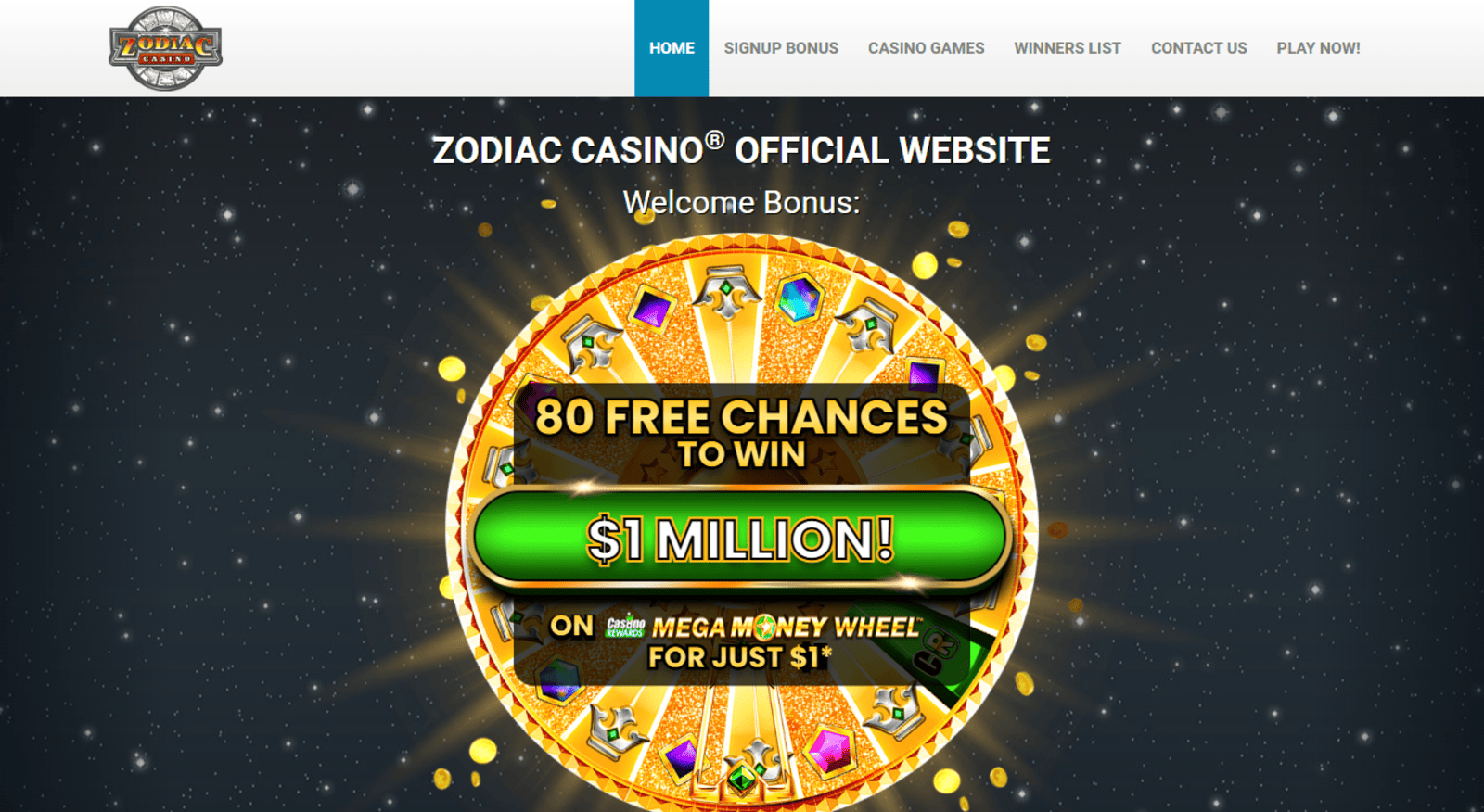 Zodiac Casino welcome offer