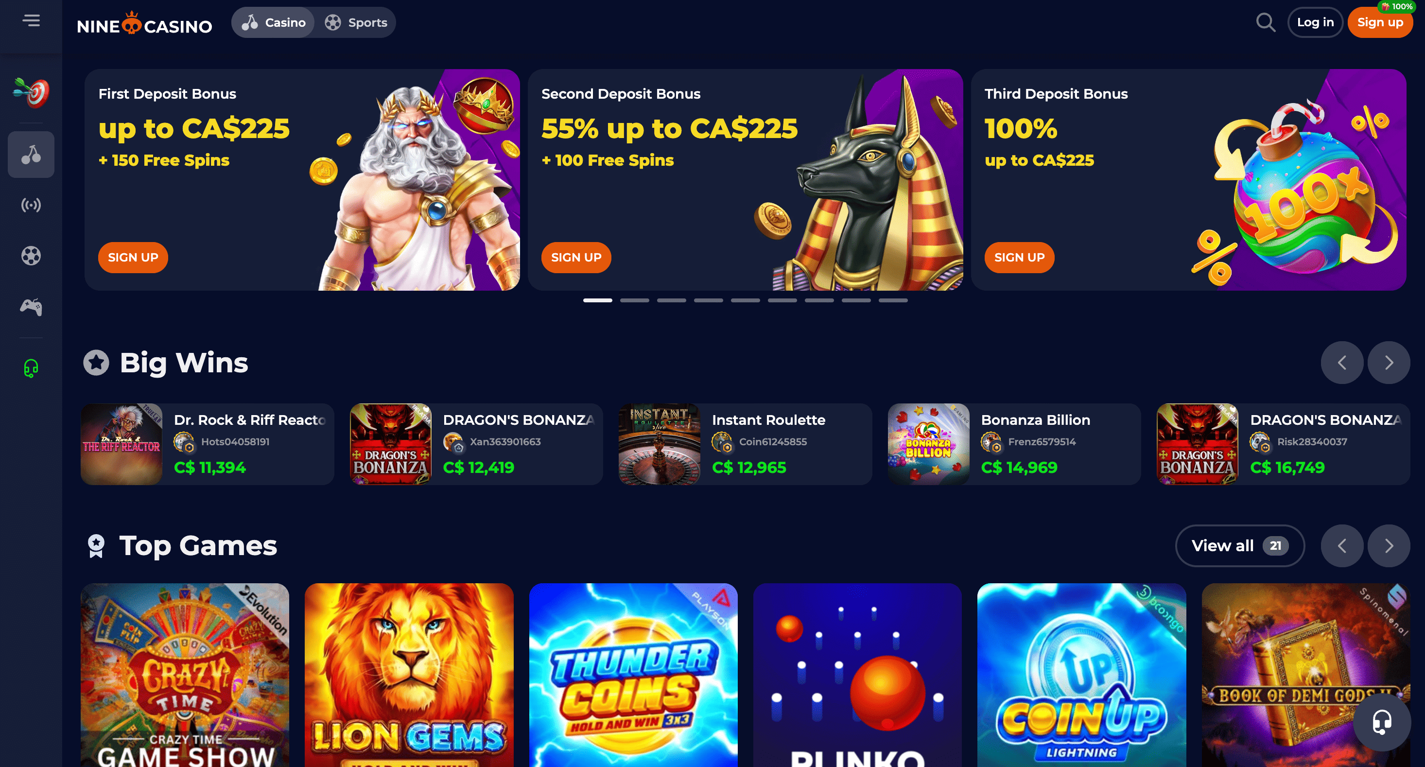 ninecasino bonus