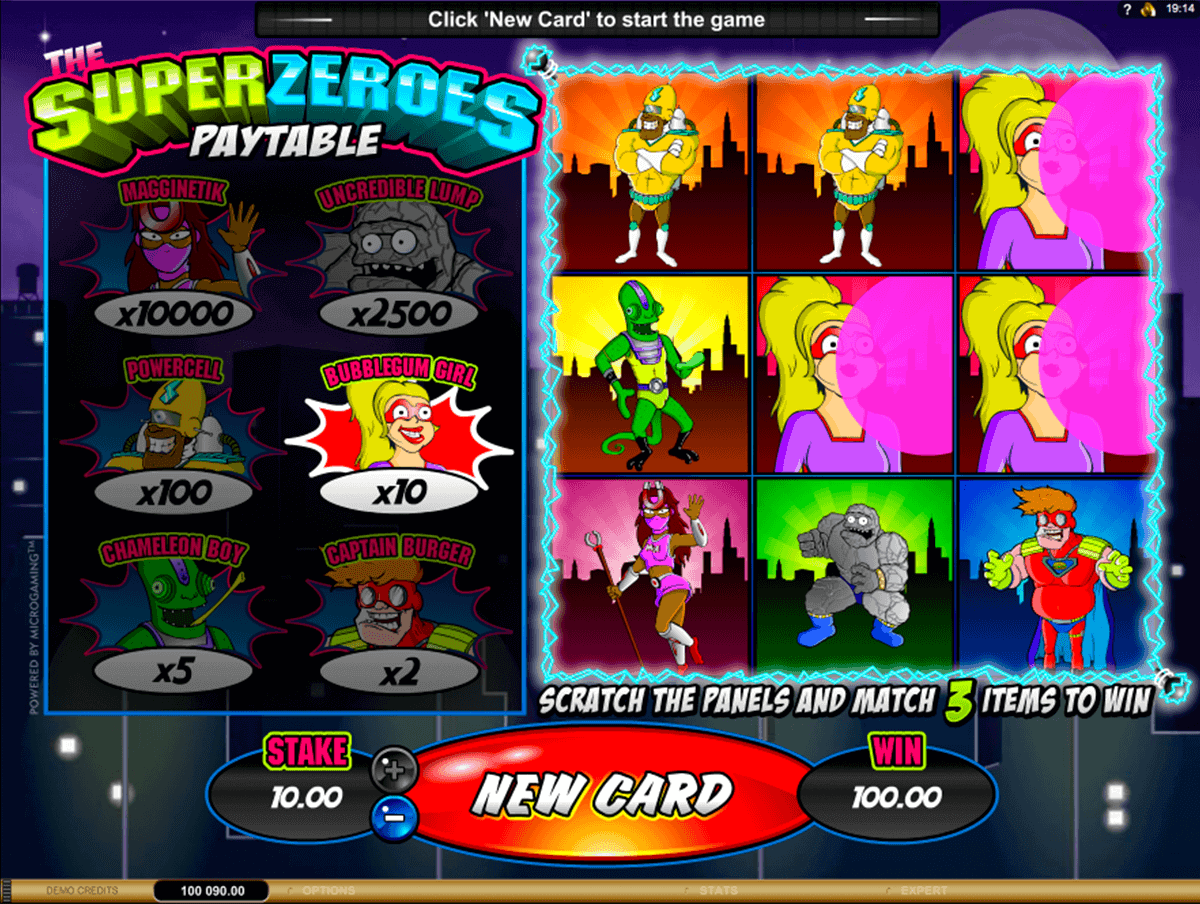 super zeroes microgaming scratch cards 