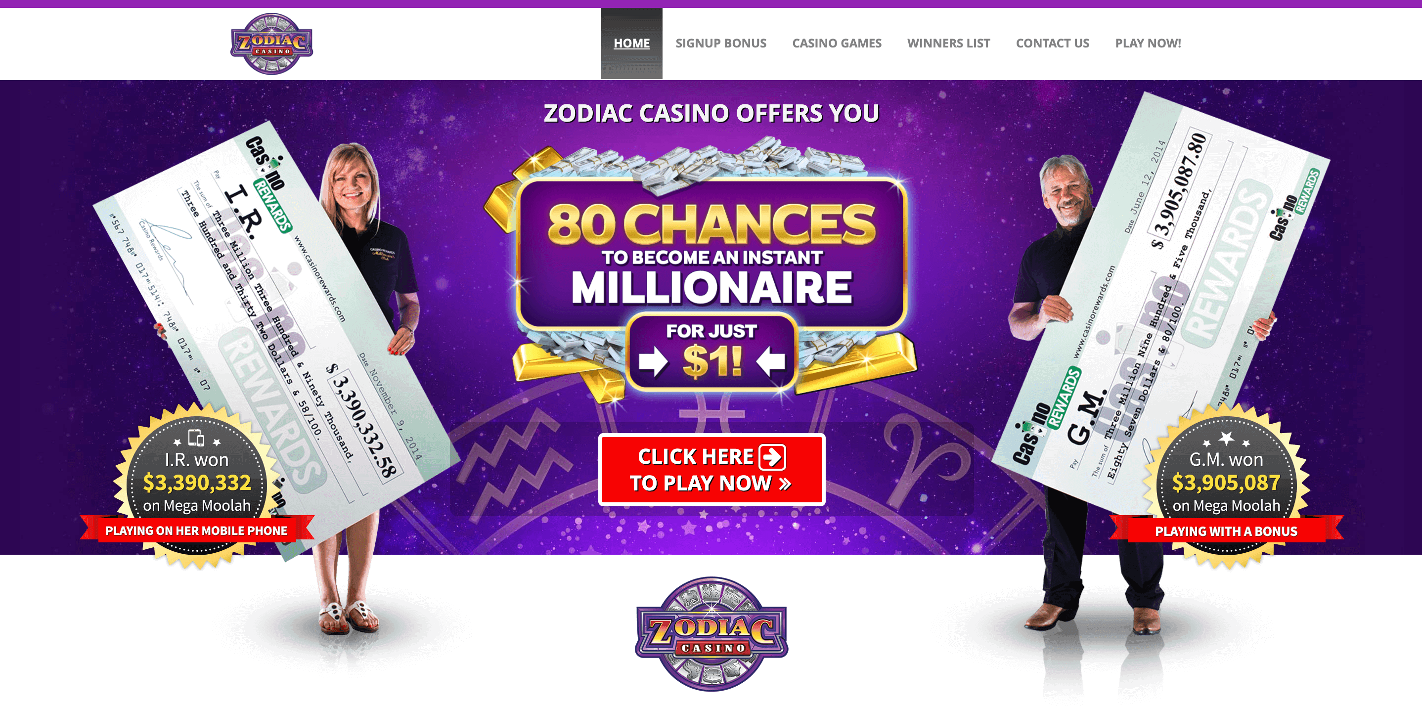 zodiac casino welcome package