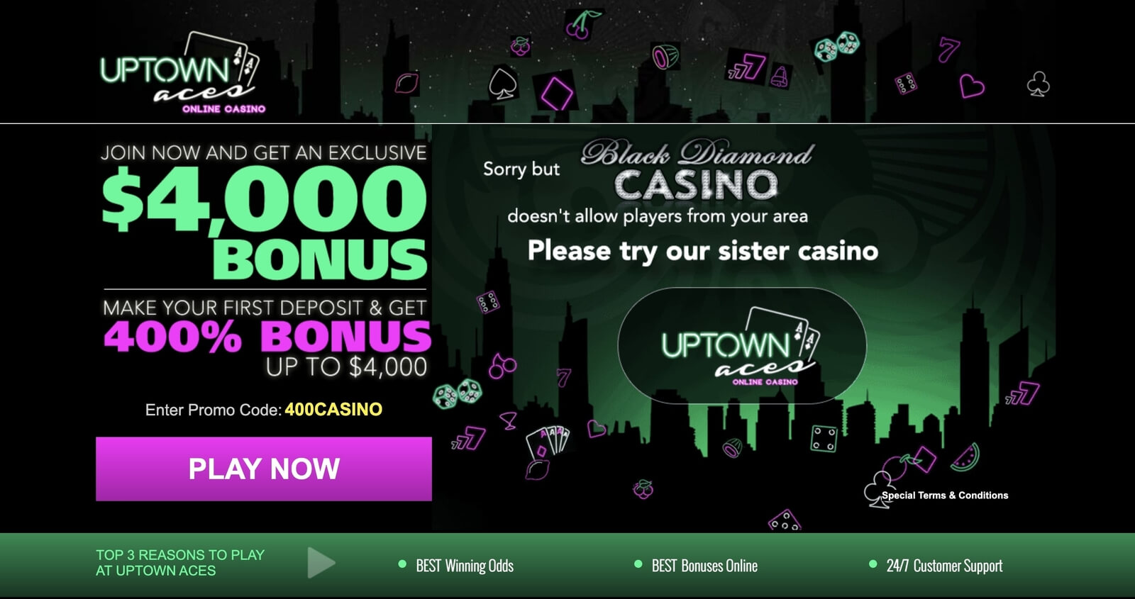 Uptown Aces Casino Review 2024 ️ Uptown Slots & Sign Up Bonus Offers